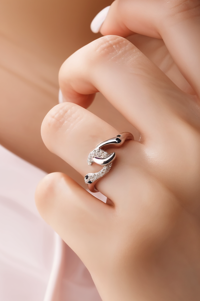 Evil Eye Serpent 92.5 Sterling Silver Ring