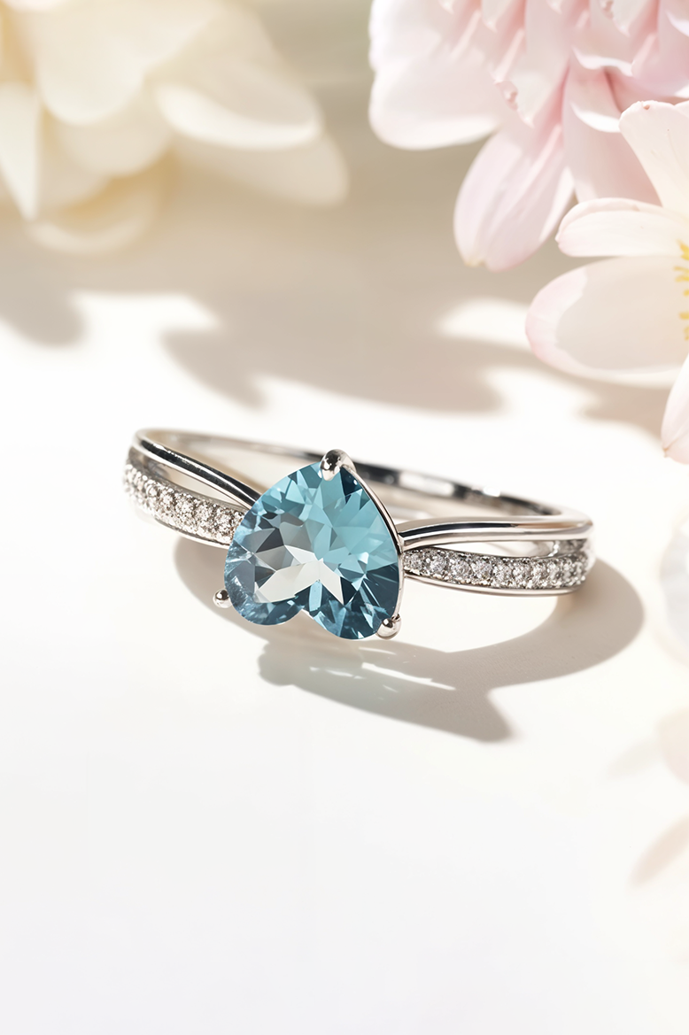 Mint Heart 92.5 Sterling Silver Ring