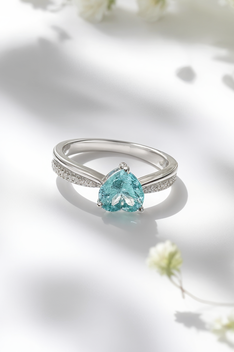 Mint Heart 92.5 Sterling Silver Ring