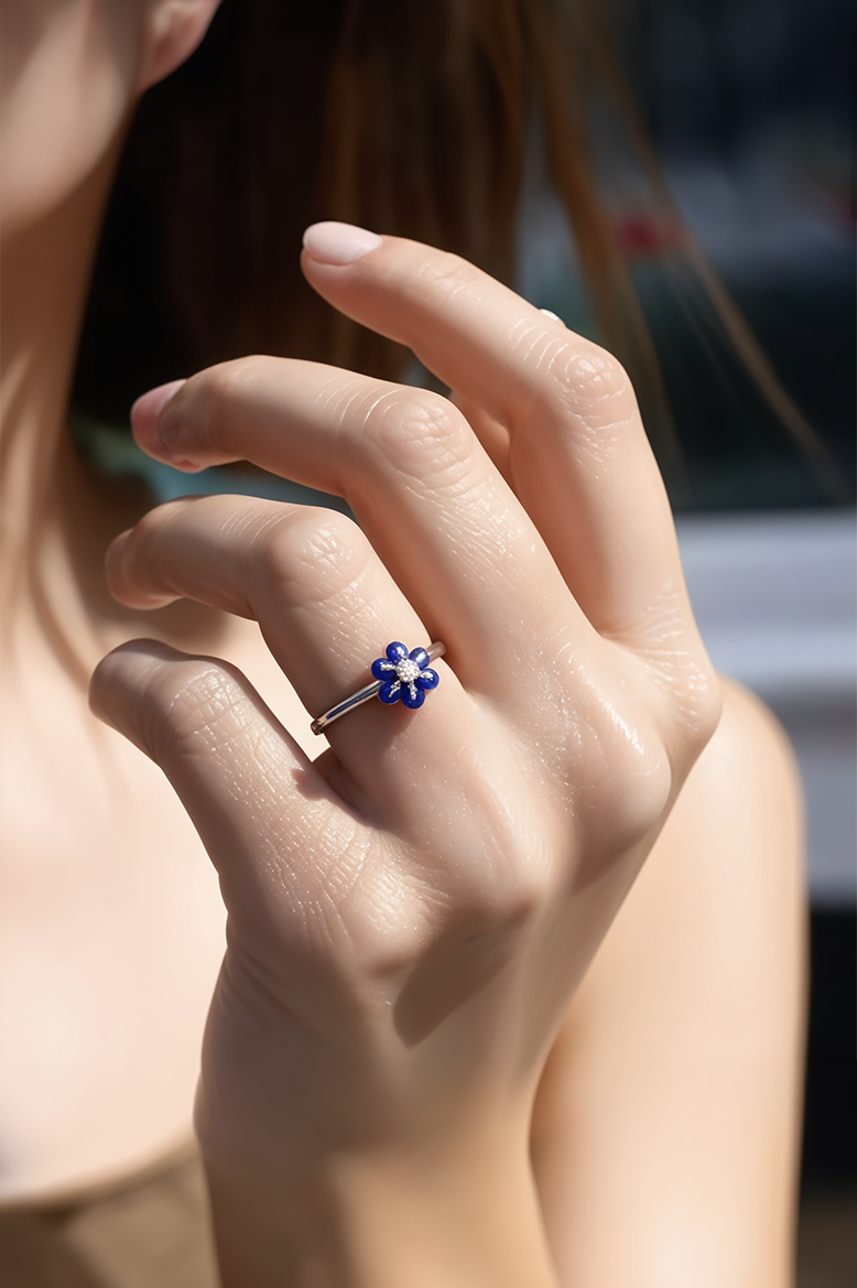Midnight Bloom 92.5 Sterling Silver Ring