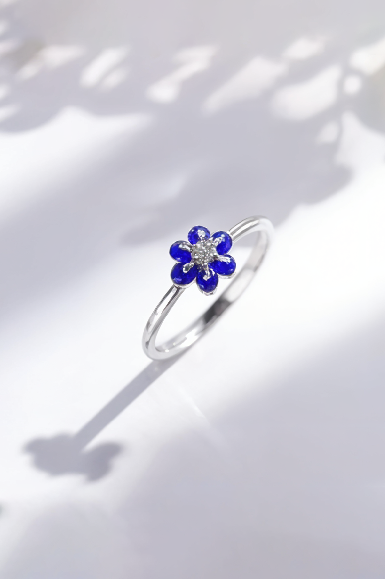 Midnight Bloom 92.5 Sterling Silver Ring