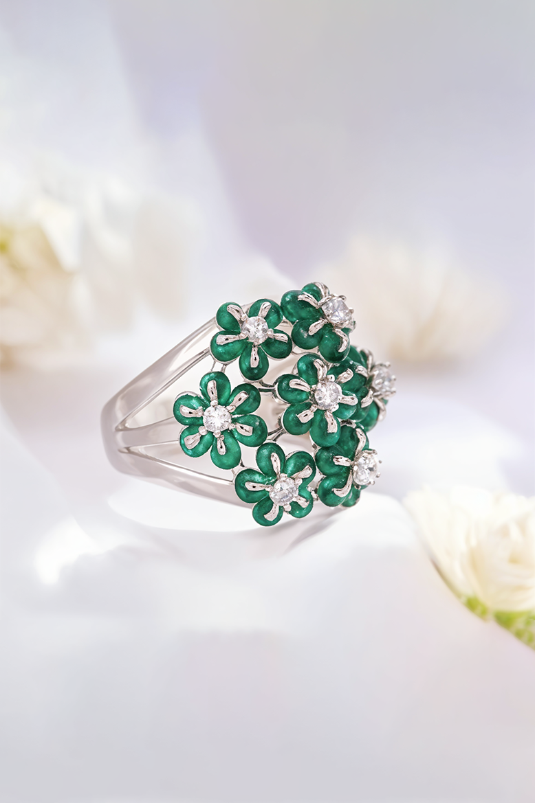 Emerald Meadow 92.5 Sterling Silver Ring
