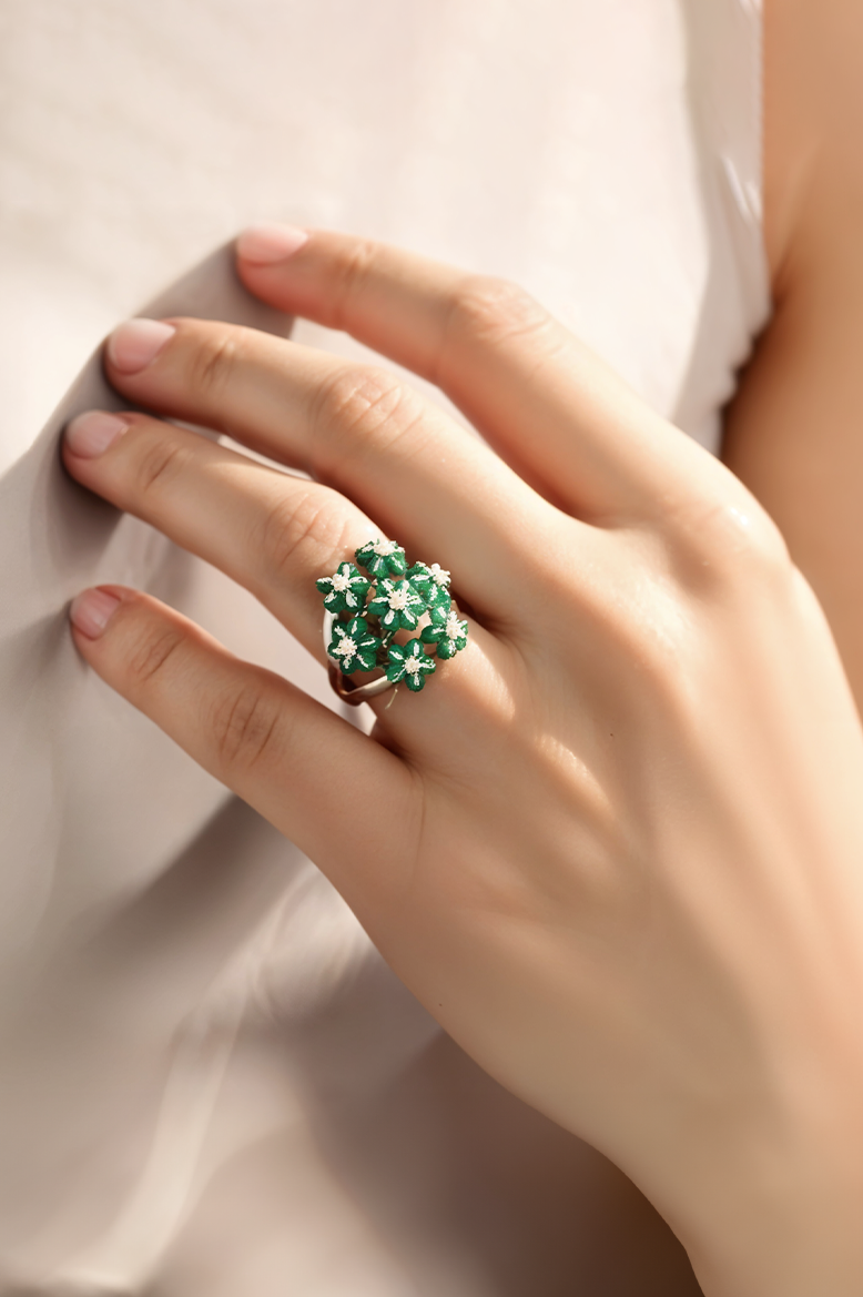 Emerald Meadow 92.5 Sterling Silver Ring