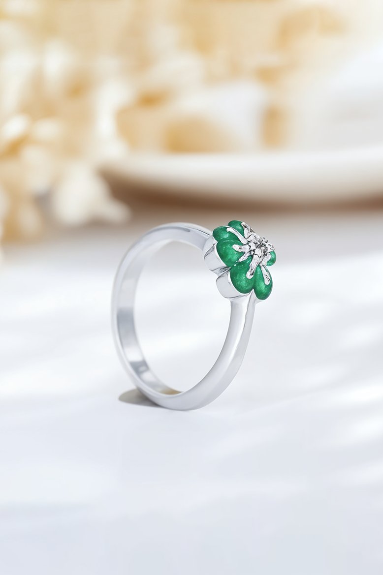 Emerald Petal 92.5 Sterling Silver Ring