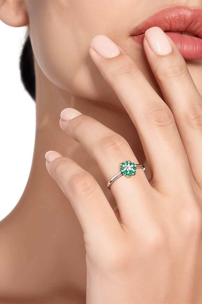Emerald Petal 92.5 Sterling Silver Ring