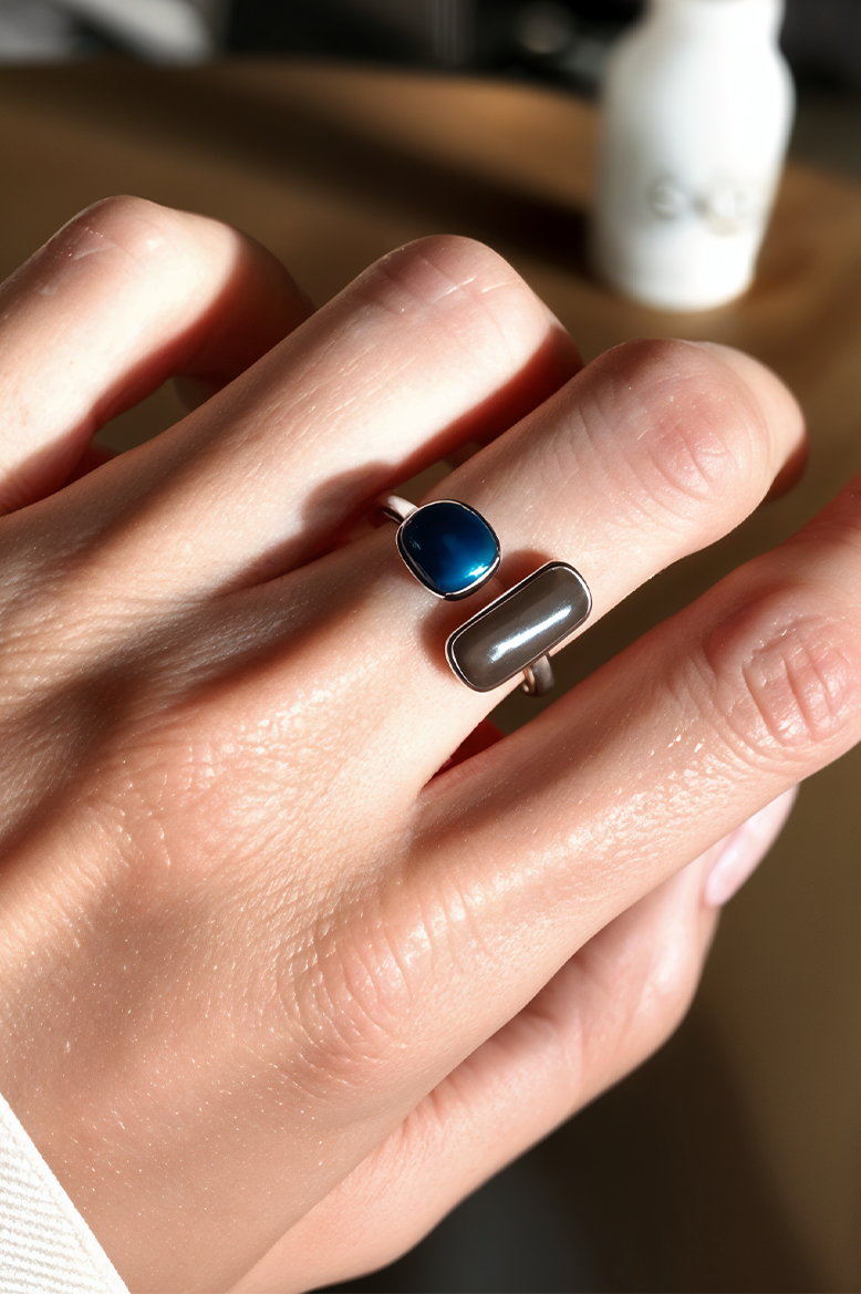Midnight & Mocha 92.5 Sterling Silver Ring