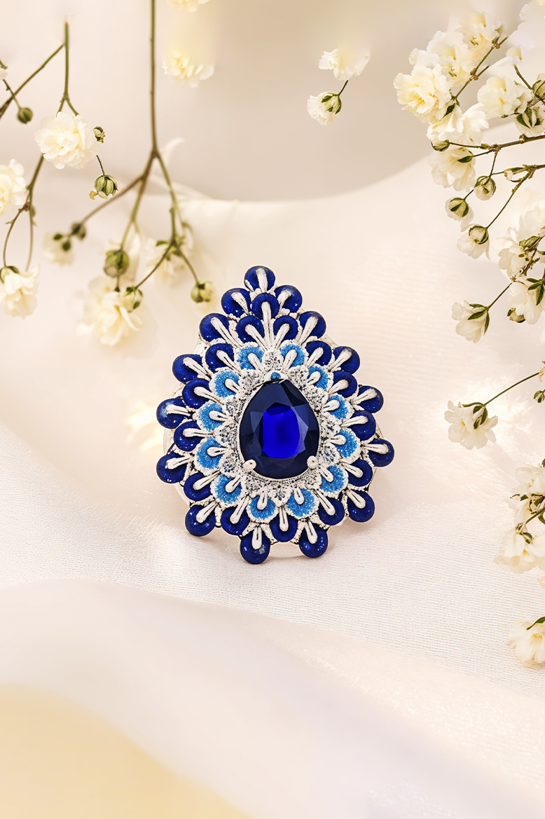 Royal Bloom Sapphire 92.5 Sterling Silver Ring