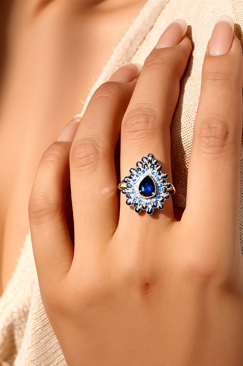 Royal Bloom Sapphire 92.5 Sterling Silver Ring