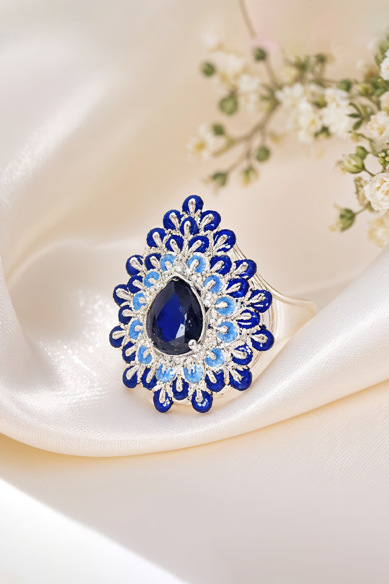 Royal Bloom Sapphire 92.5 Sterling Silver Ring
