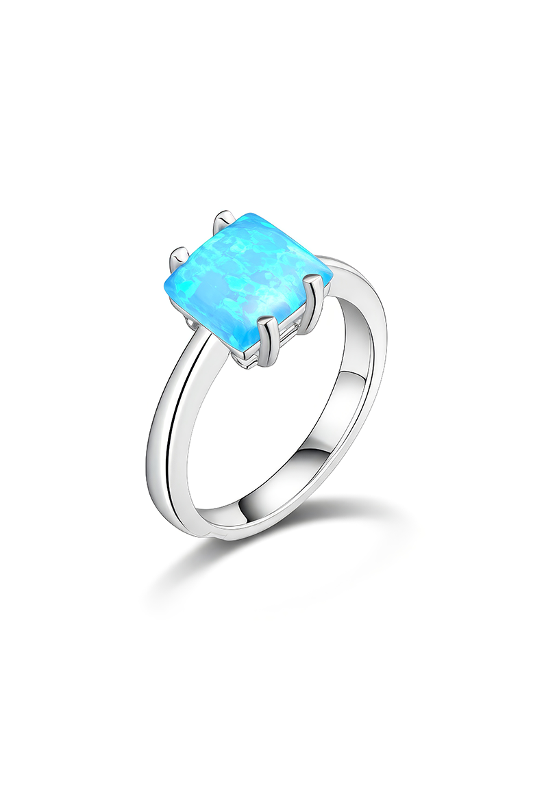 Ocean Glint Blue Opal 92.5 Sterling Silver Ring