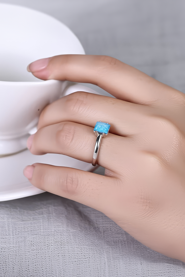 Ocean Glint Blue Opal 92.5 Sterling Silver Ring