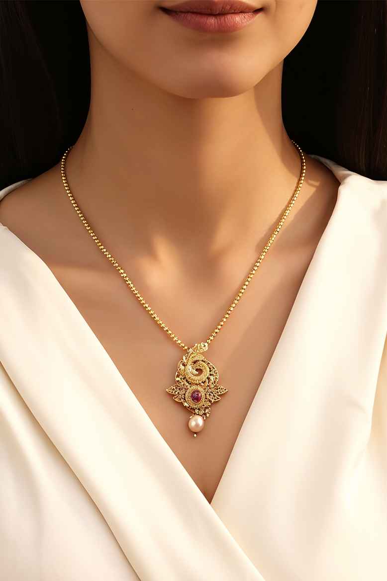 Mayura Ruby Antique Necklace Set