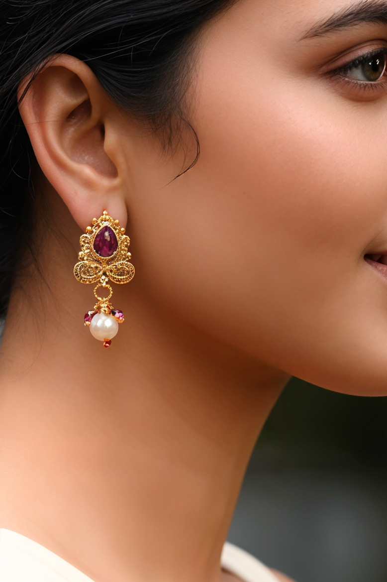 Mayura Ruby Antique Necklace Set
