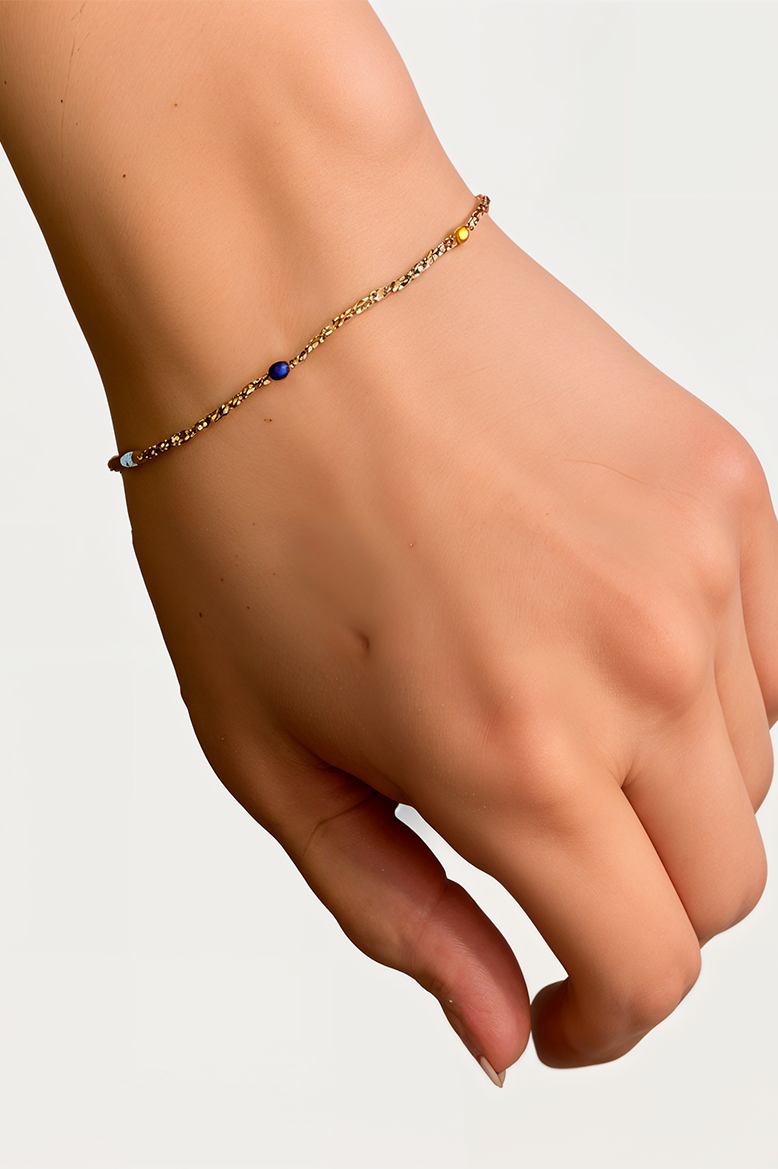 Chakra Bead 92.5 Silver Chain Bracelet