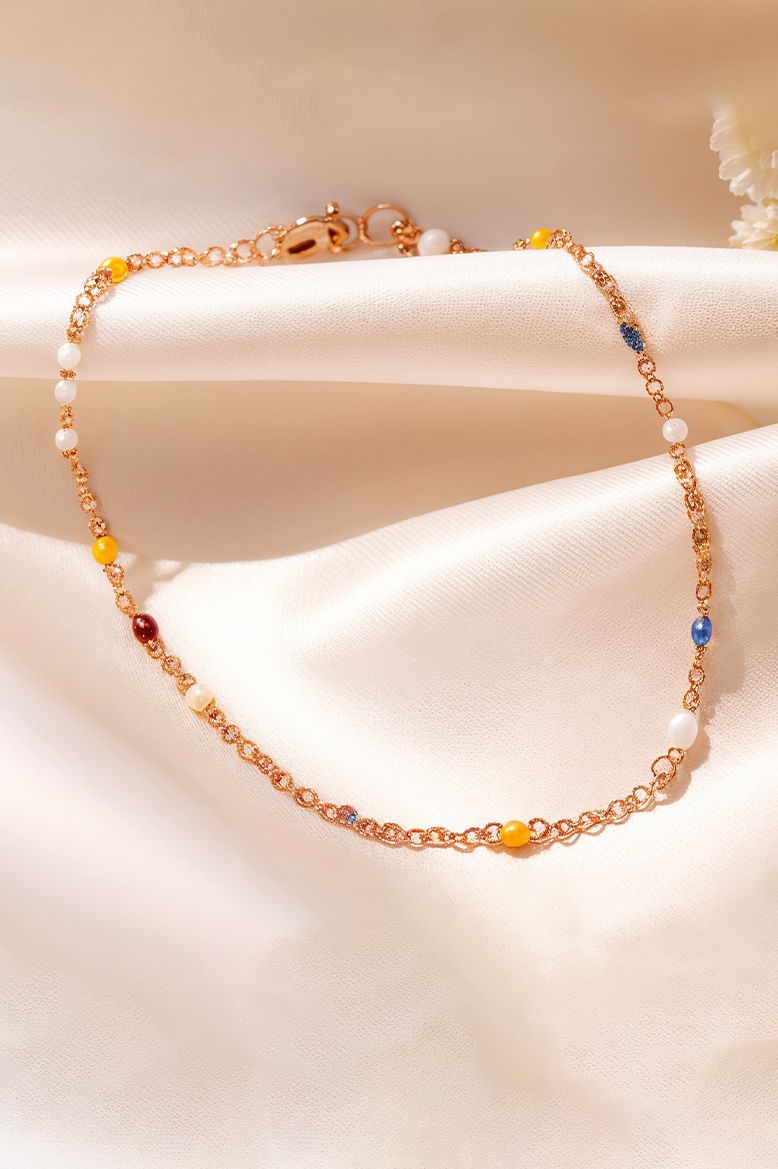 Chakra Bead 92.5 Silver Chain Bracelet