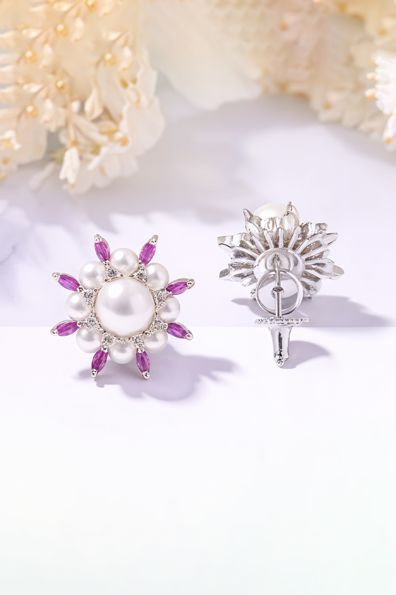 Iris Bloom Stud Earrings
