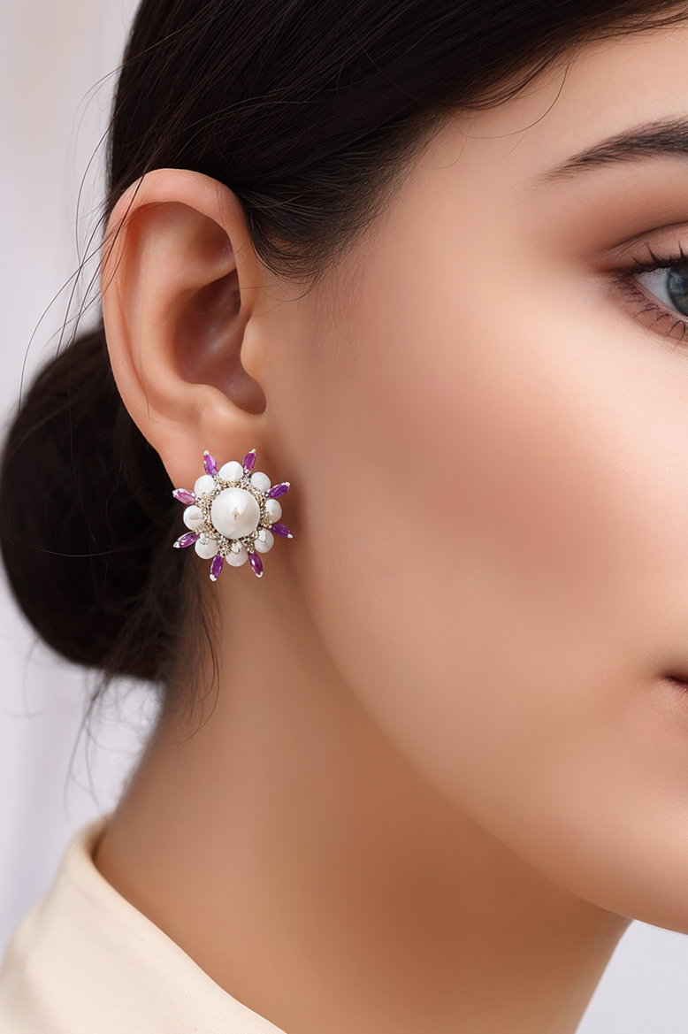 Iris Bloom Stud Earrings