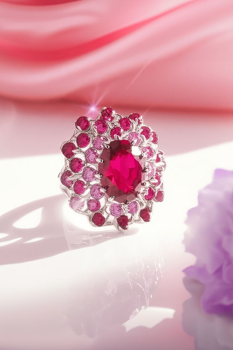 Ruby Bloom Dancing Stone 92.5 Sterling Silver Ring