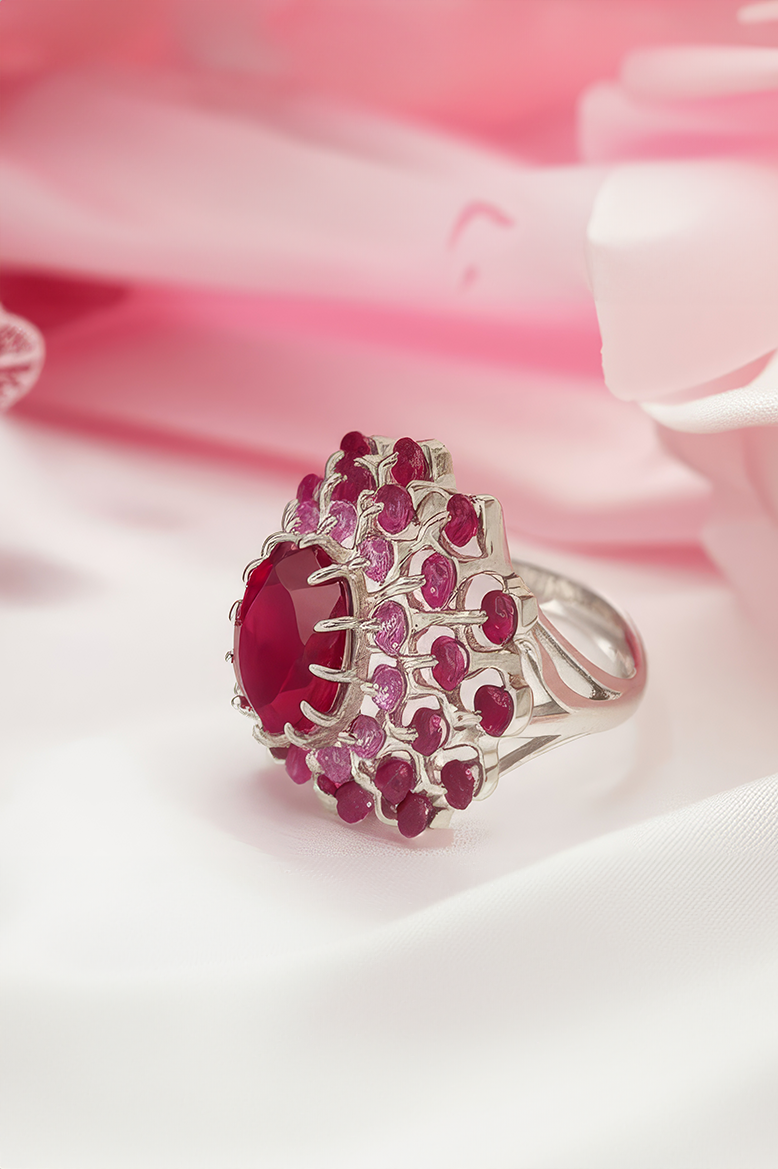 Ruby Bloom Dancing Stone 92.5 Sterling Silver Ring