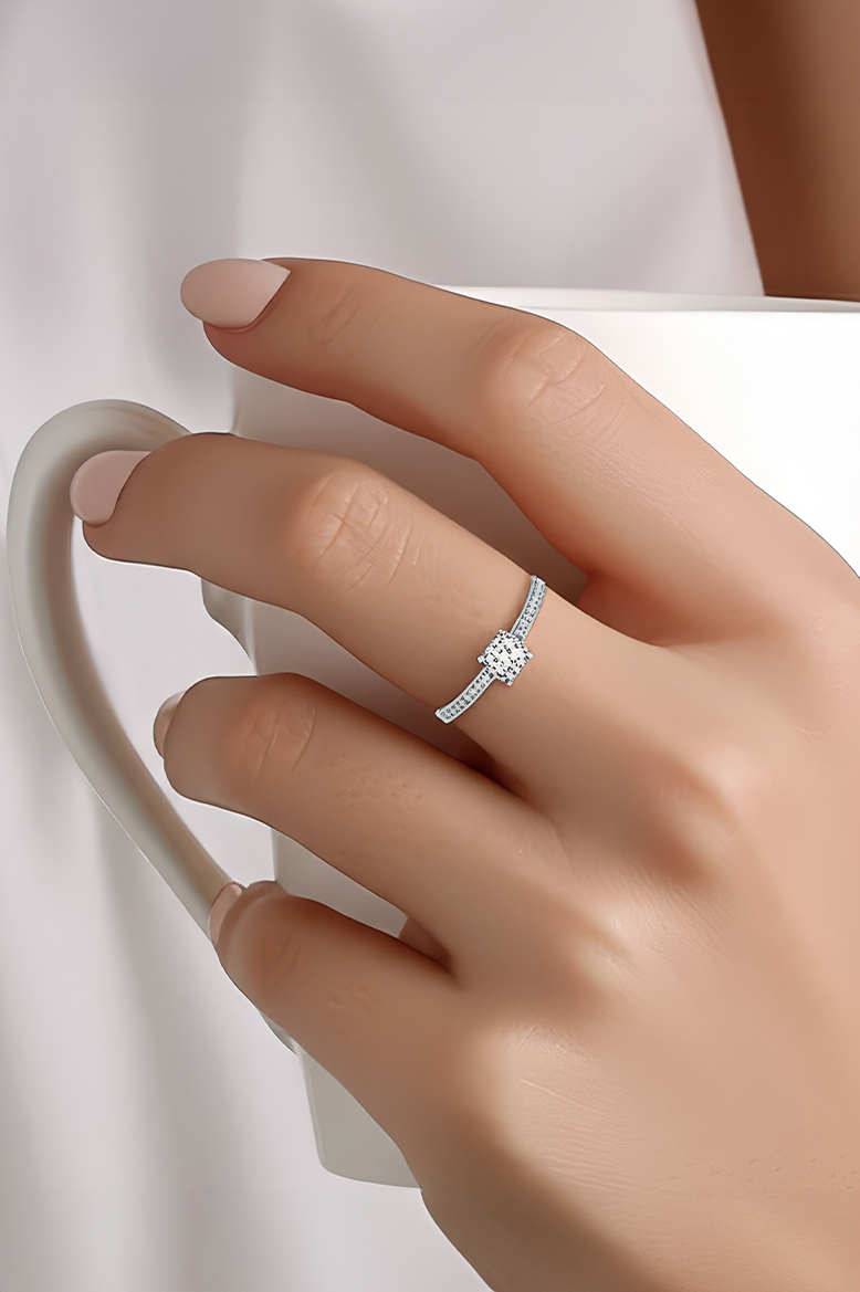 Classic Solitaire Promise 92.5 Sterling Silver Ring