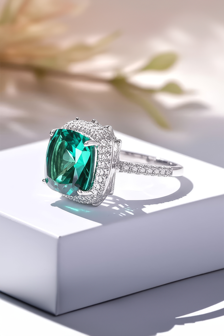 Queen’s Heir Emerald 92.5 Sterling Silver Ring