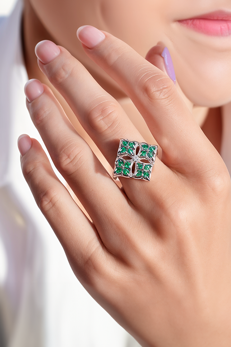 Emerald Glory 92.5 Sterling Silver Ring