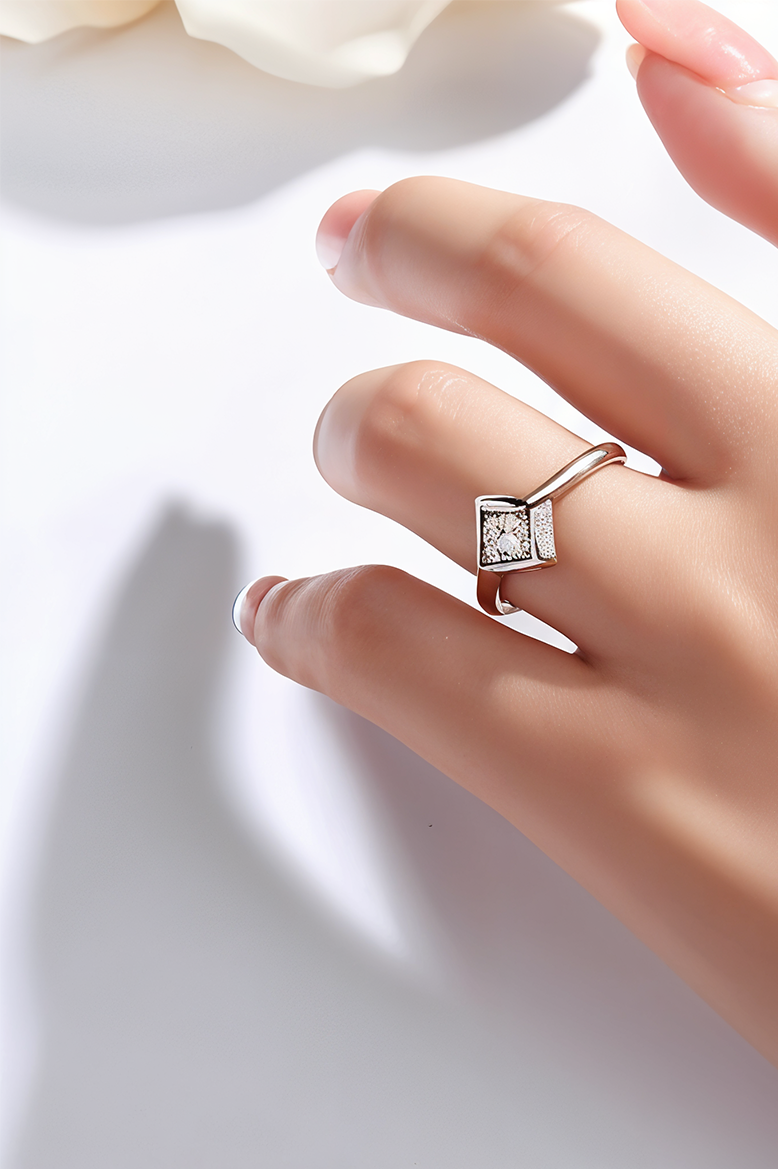 Diamond Shield 92.5 Sterling Silver Ring