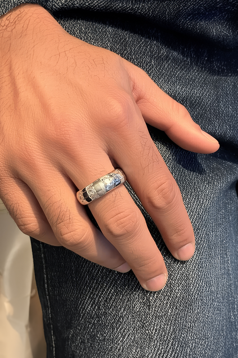 Zircon Halo Band 92.5 Sterling Silver Ring