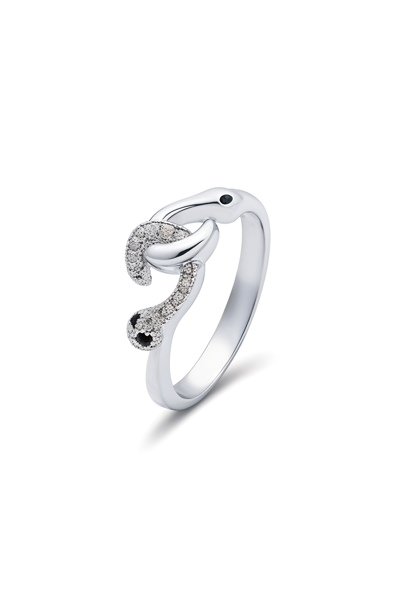 Evil Eye Serpent 92.5 Sterling Silver Ring