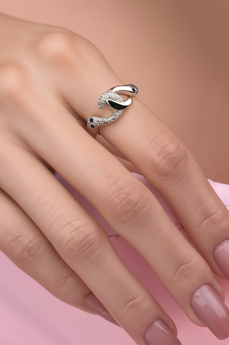Evil Eye Serpent 92.5 Sterling Silver Ring