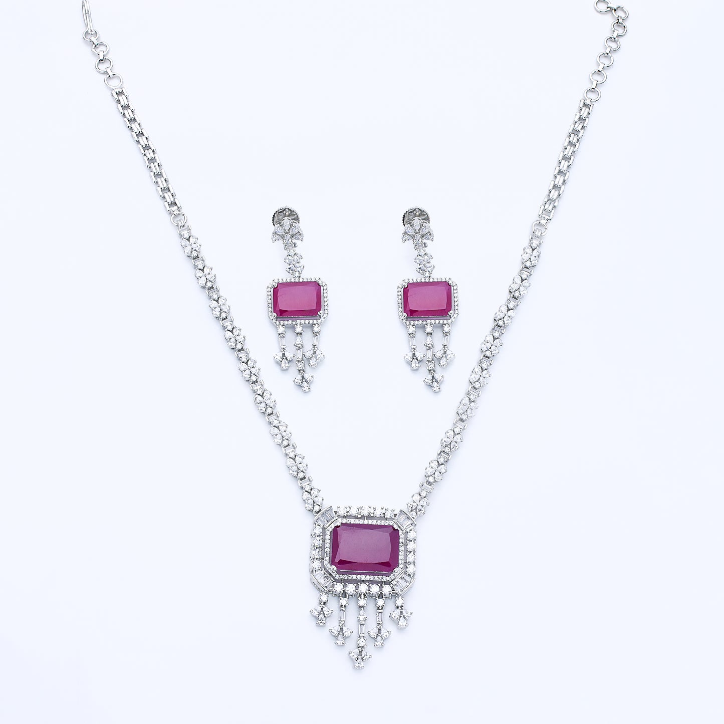 Diamond Ruby Necklace Set