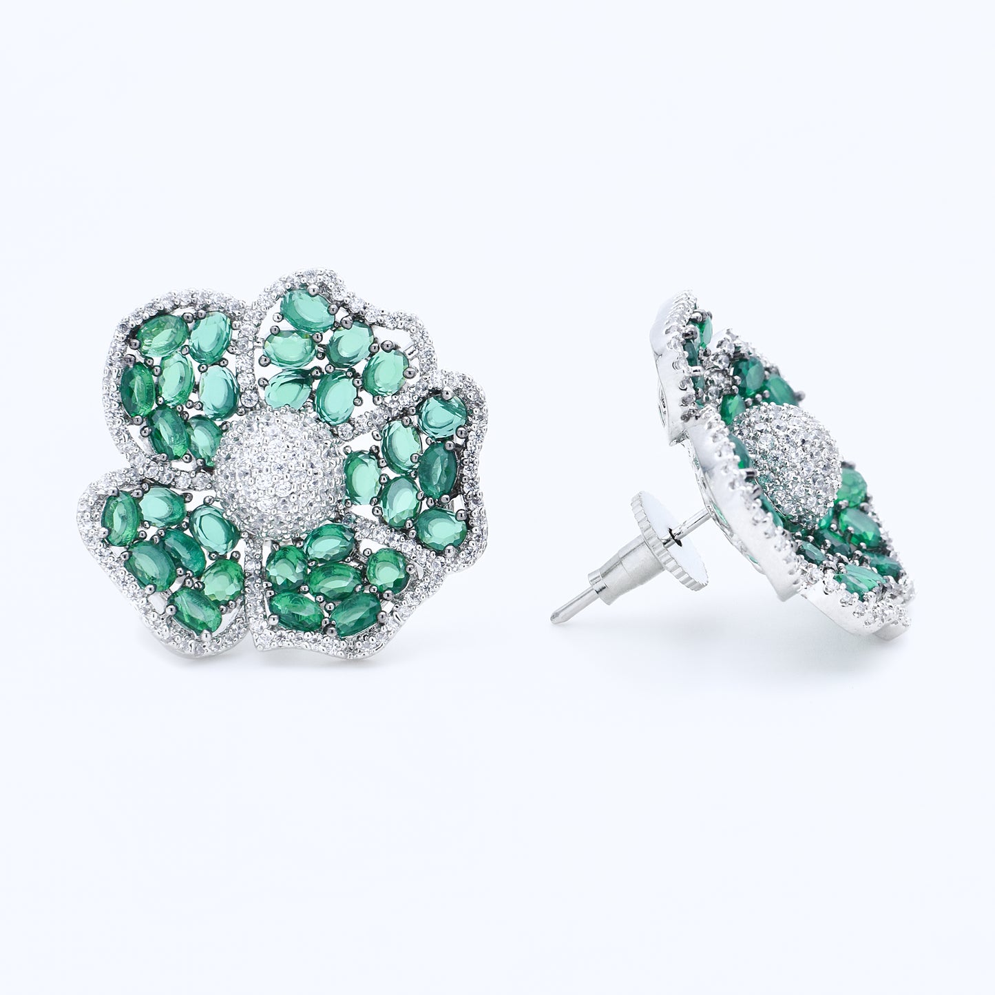 Emerald Bloom Stud Earrings