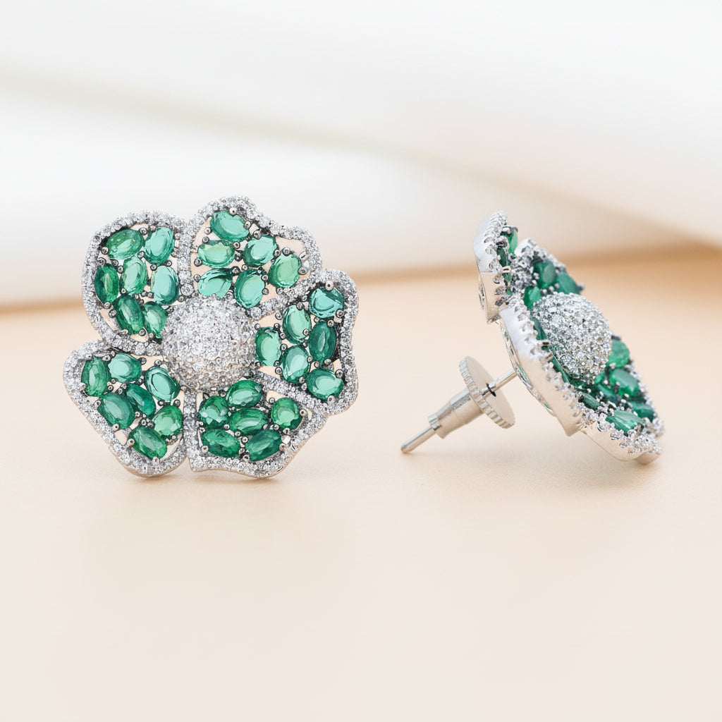 Emerald Bloom Stud Earrings
