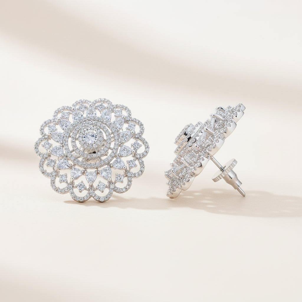 Diamond Blossom Stud Earrings