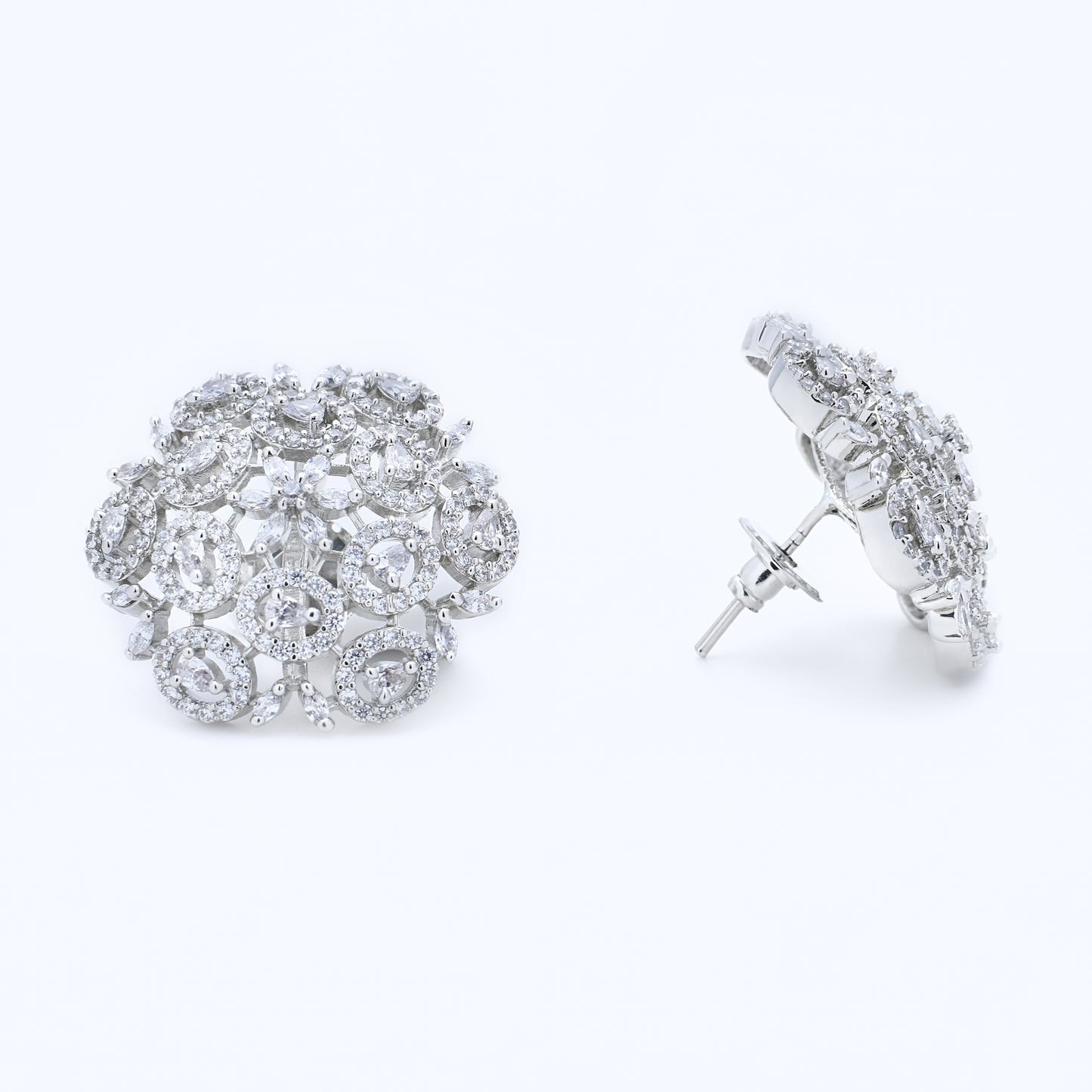 Floral Diamond Cluster Studs
