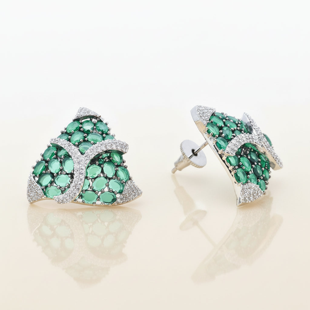 Emerald Cascade Stud Earrings
