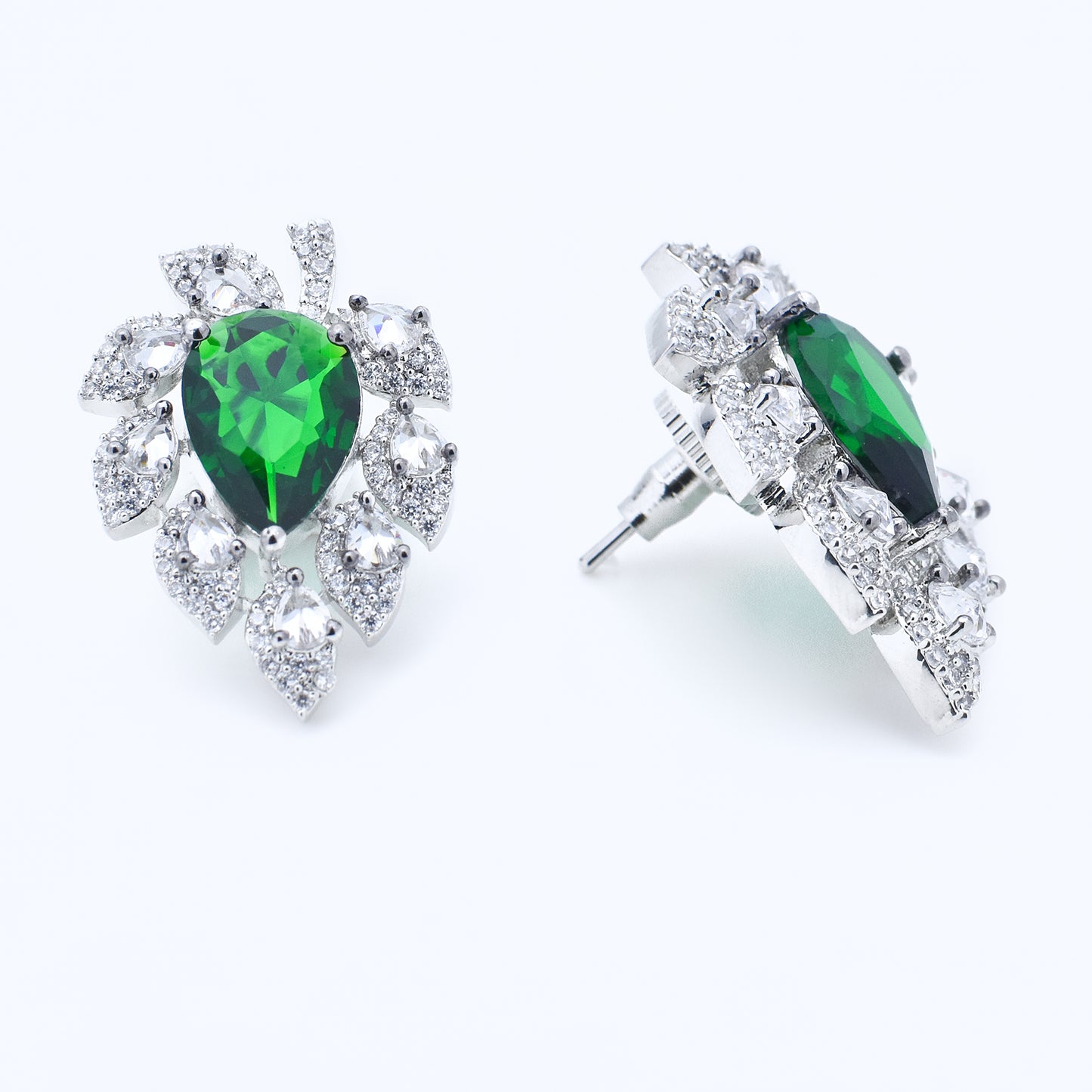 Diamond Leaf Stud Earrings