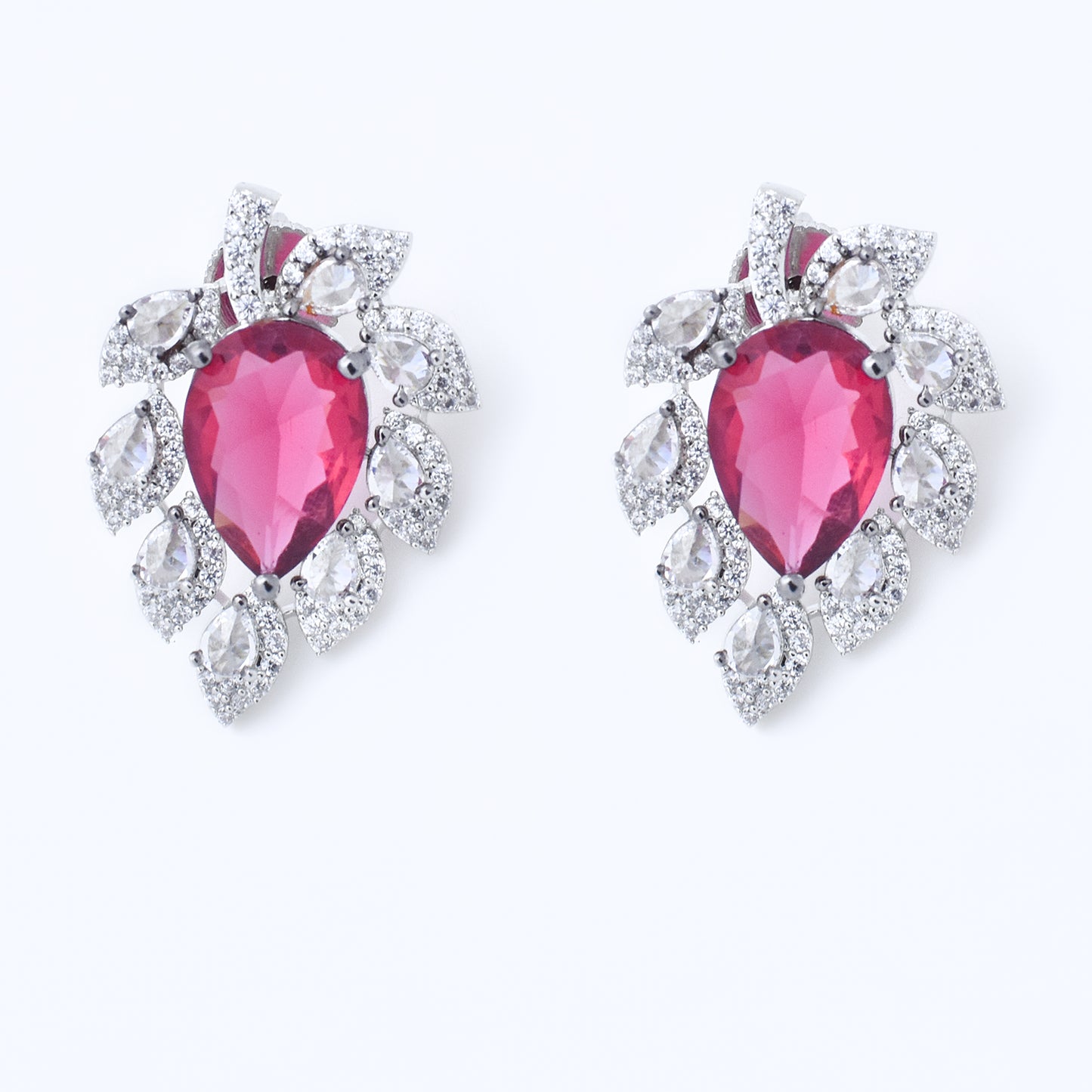 Diamond Leaf Stud Earrings