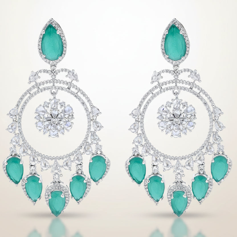 Emerald Halo Chandbali Earrings