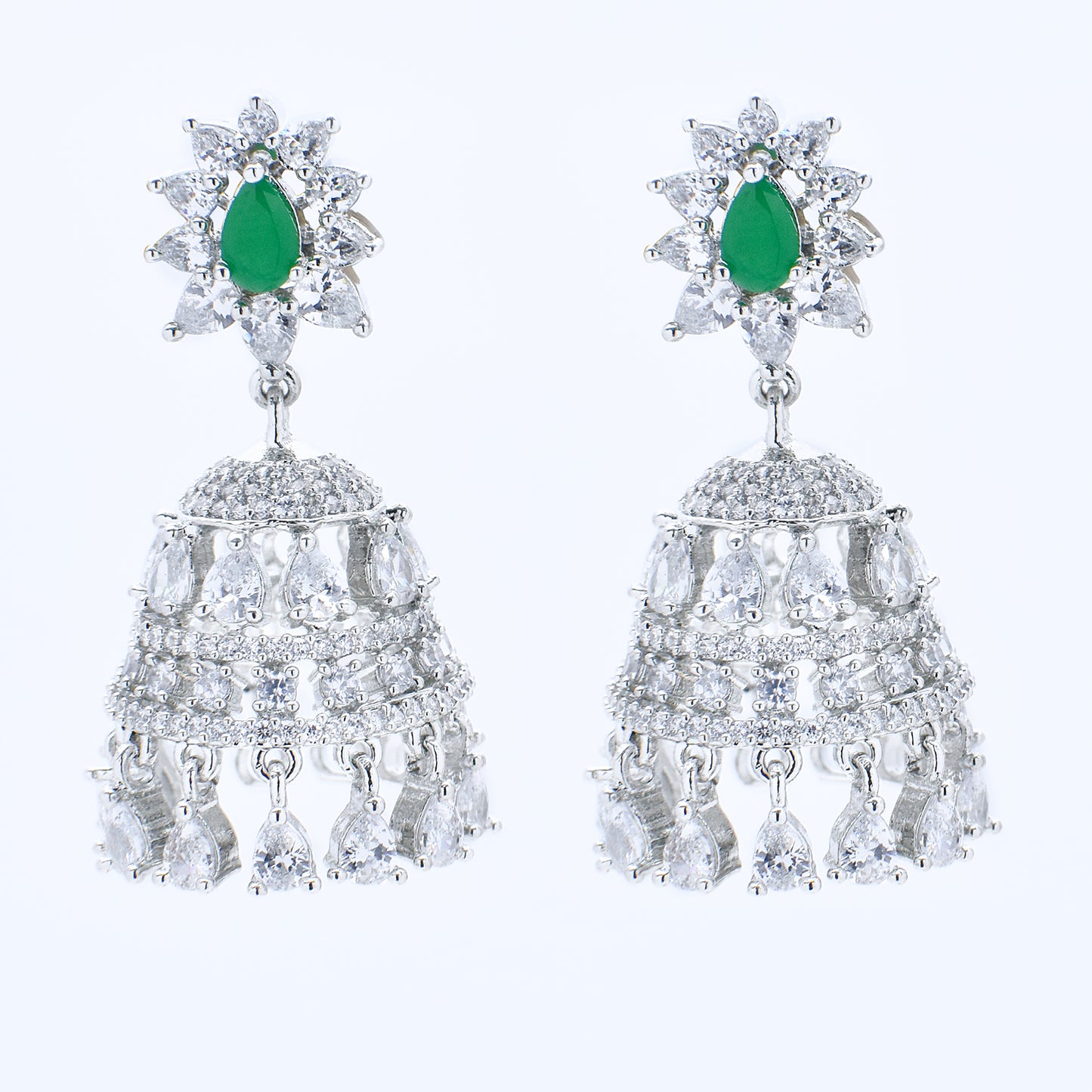 Emerald & Diamond Jhumka Earrings