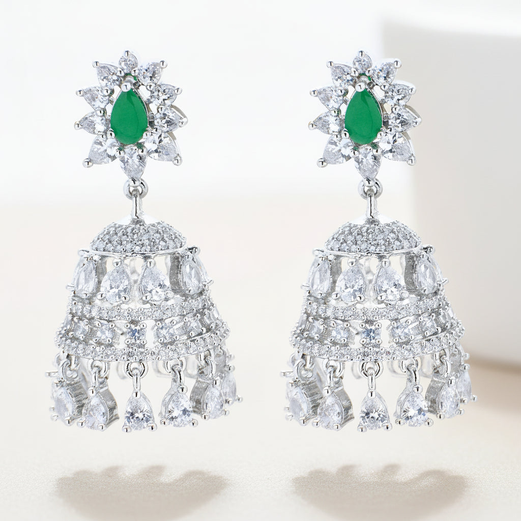 Emerald & Diamond Jhumka Earrings
