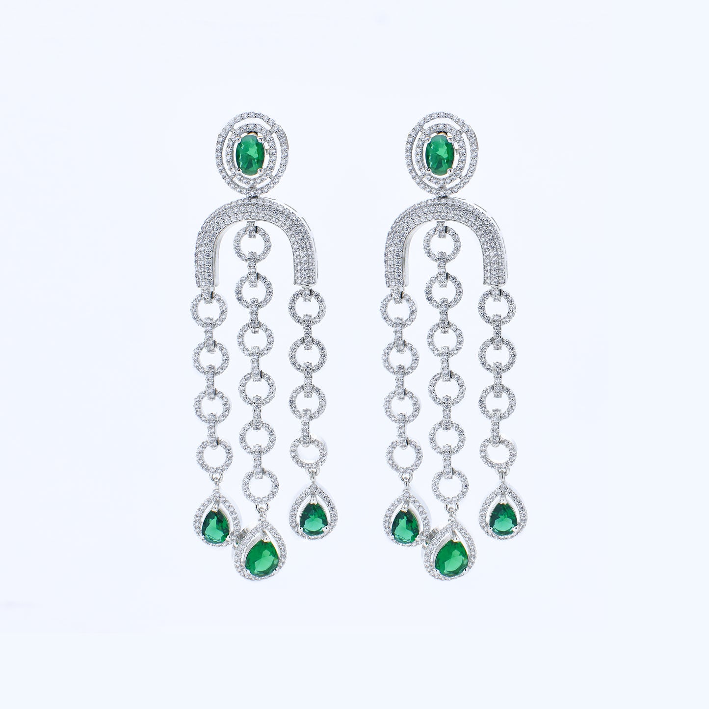Emerald Cascade Chain Earrings