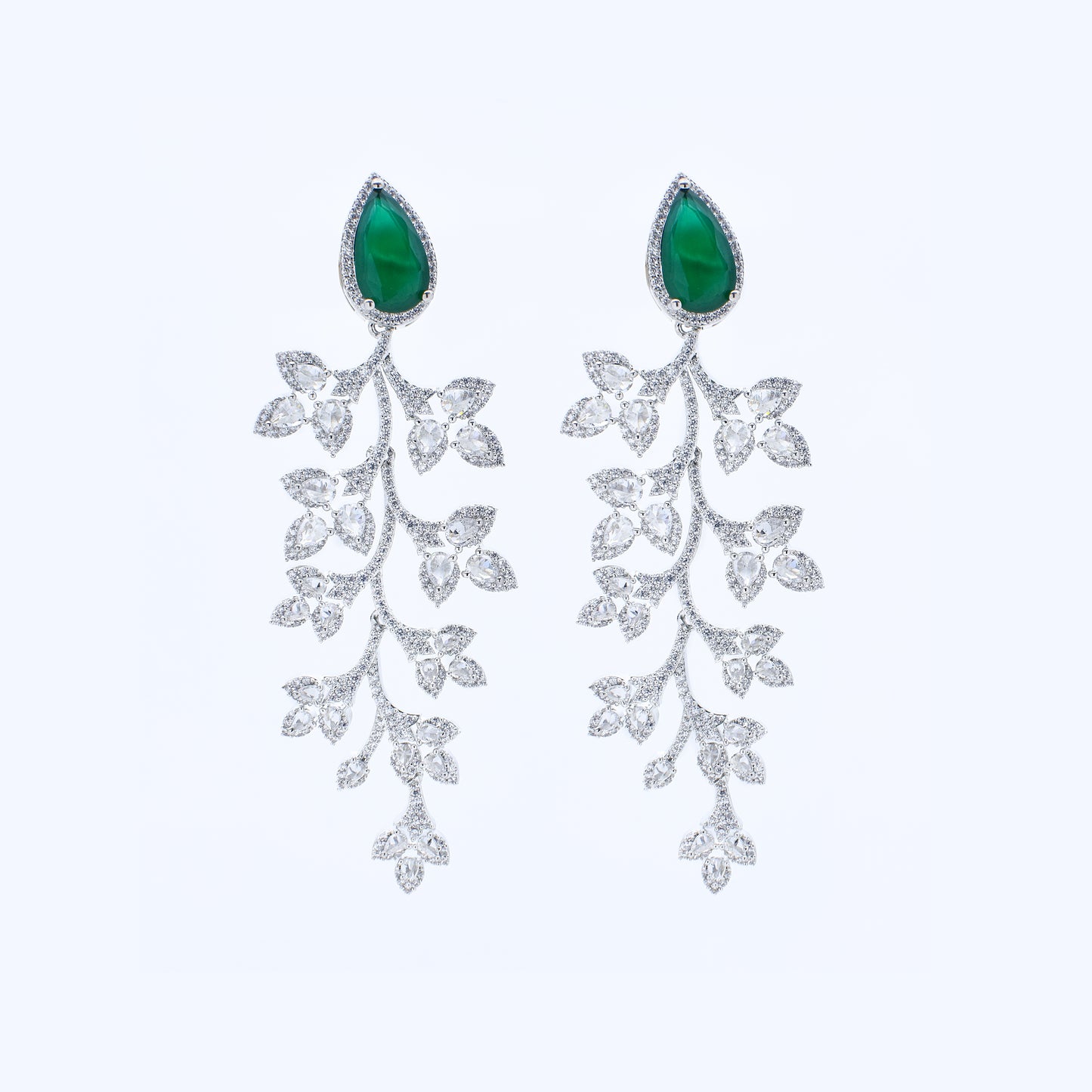 Emerald Vine Diamond Earrings