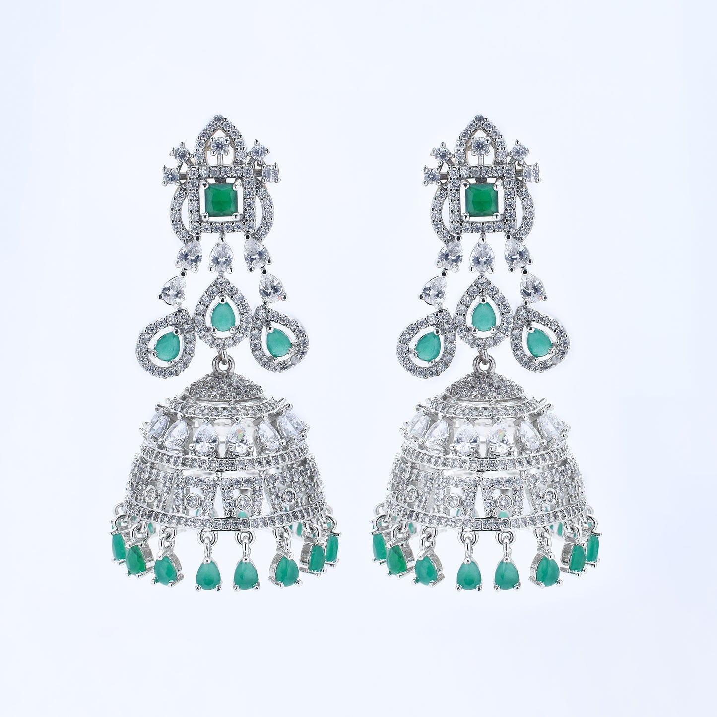 Regal Emerald Jhumka Earrings