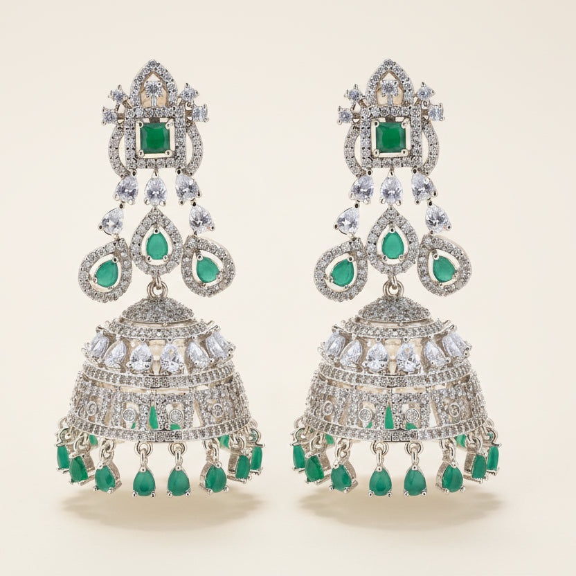 Regal Emerald Jhumka Earrings