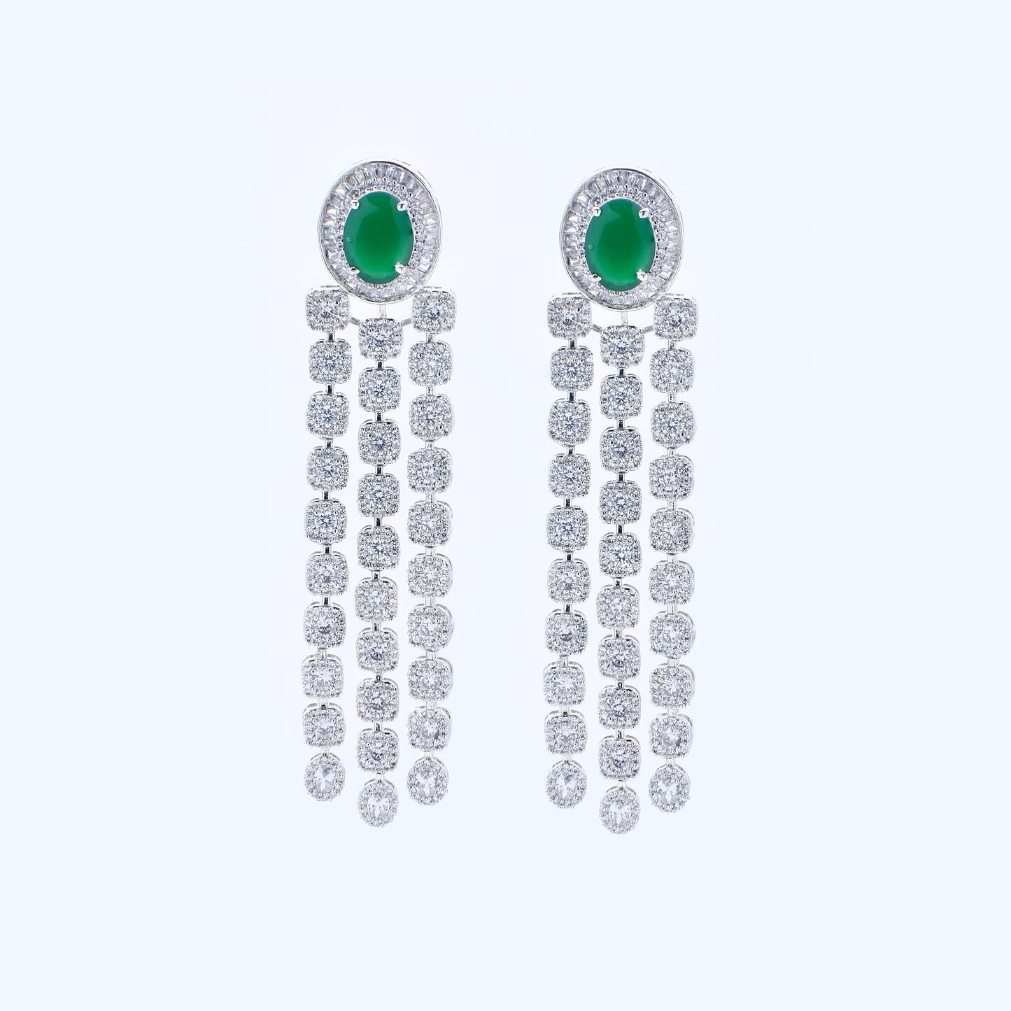 Emerald Cascade Diamond Earrings