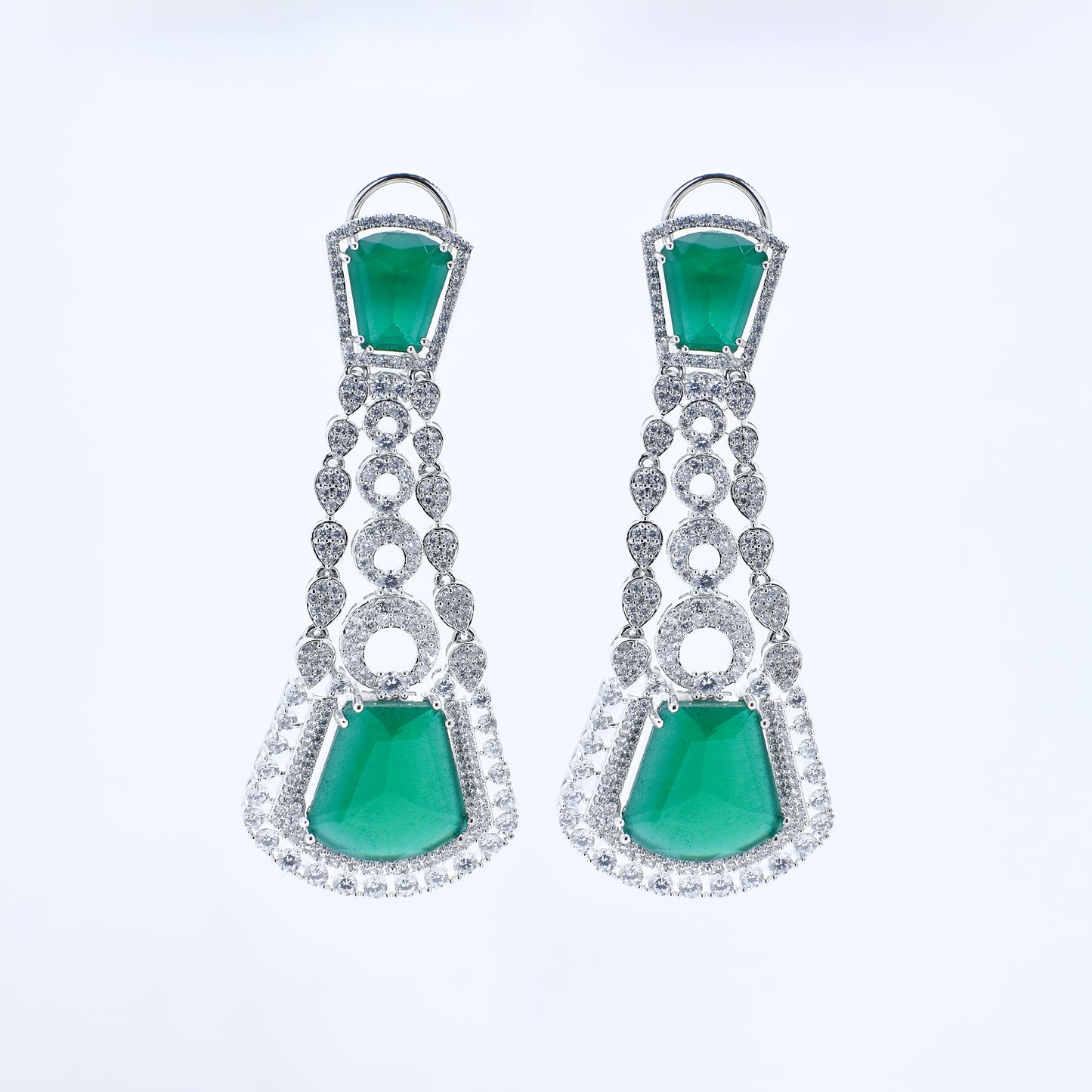 Emerald Cascade Diamond Earrings