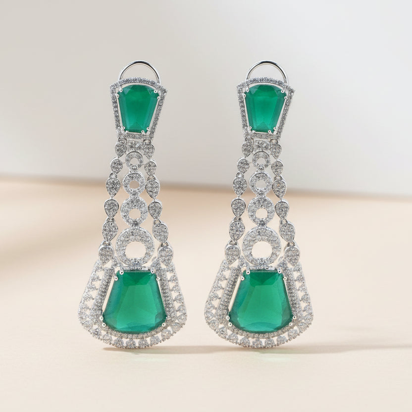 Emerald Cascade Diamond Earrings