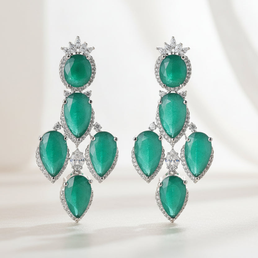 Emerald Majesty Diamond Earrings