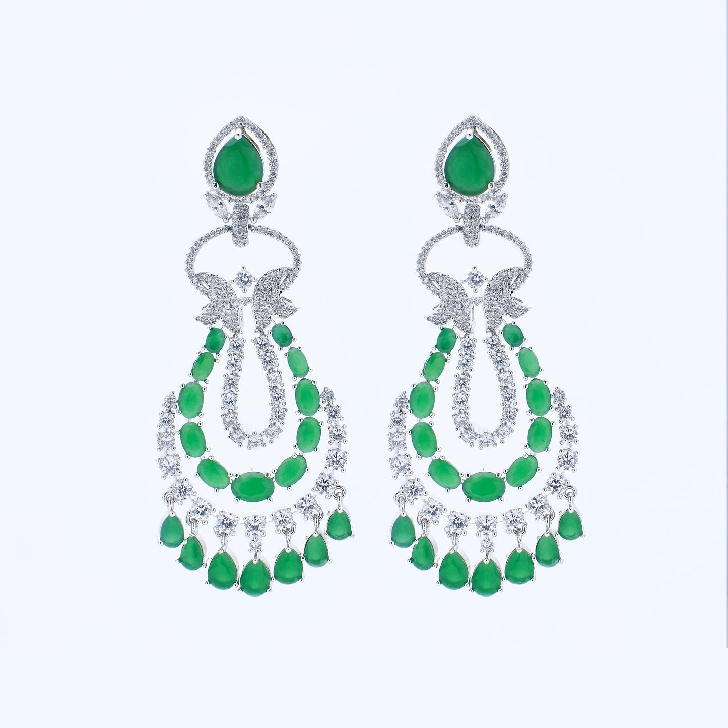 Emerald Symphony Diamond Earrings